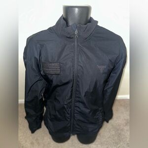 Men’s used pre own Underwear Armour project rock USA black bomber jacket sz XL
